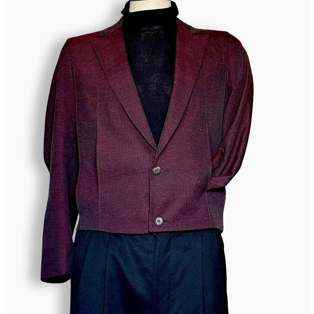 Vintage 1980s Falcone Men's Burgundy Red Short Cropped Blazer Jacket 38R Sony